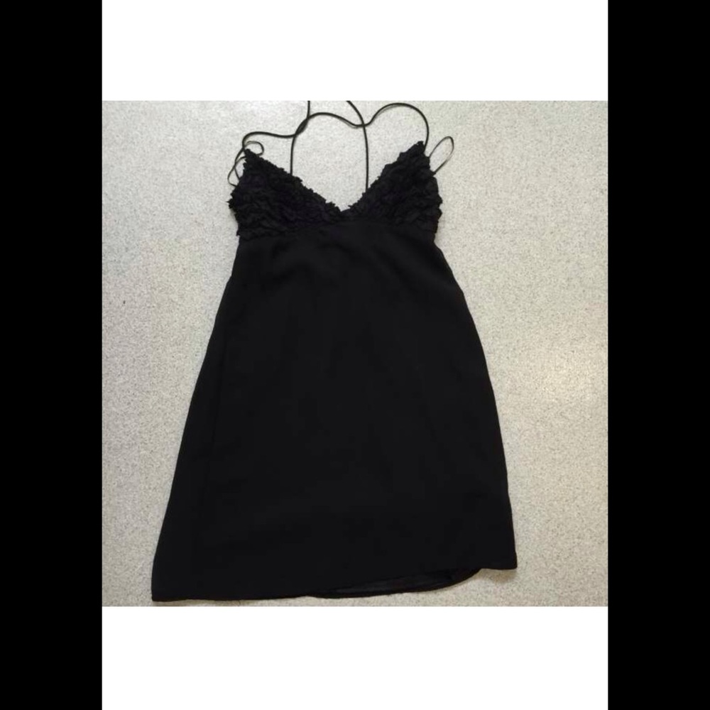Black Lace-Trim Spaghetti Strap Prom Dress